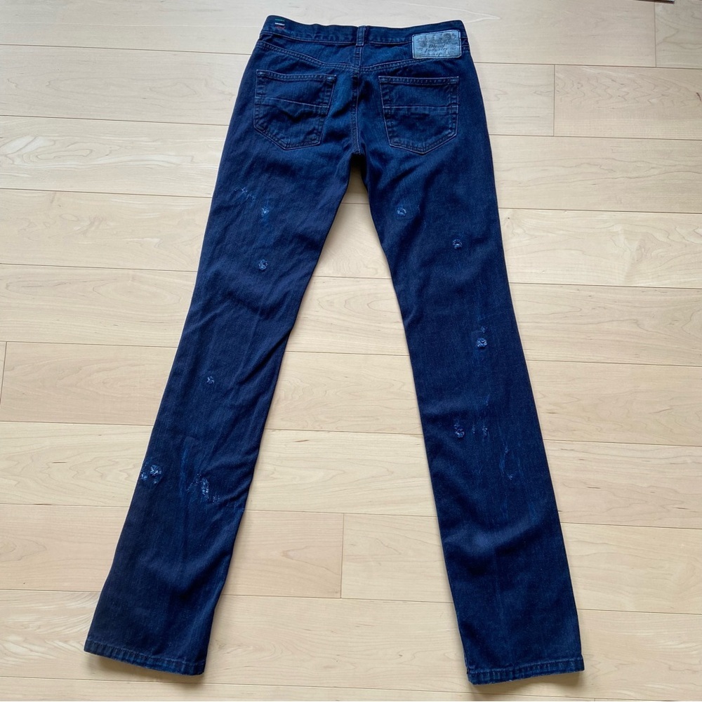 Diesel Doozie Y2K Jeans Size 25 Distressed Straight Leg Dark Wash Denim